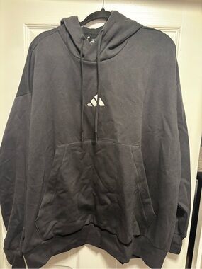 adidas Black Pullover Hoodie with White Logo
